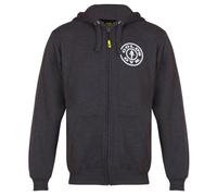 Gold's Gym GGSWT156 Herren Zip Through Sweater Hoody Printed Hooded Sweatshirt Hoodie, Charcoal Marl, M, Charcoal Marl, M