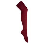 Goldschmidt Trachten Overknee-Strümpfe Strick lang | Overknees Strickmuster Zopfmuster | Überkniestrümpfe Kniestrümpfe warm Winter (bordeaux weinrot)