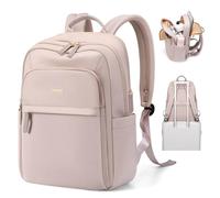 GOLF QUALITY Rucksack Damen Herren, Laptop Schulrucksack,Women Travel Backpack Elegant für Uni Reise Büro, Tagesrucksäcke Daypack, 16 Zoll,Rosa Grau
