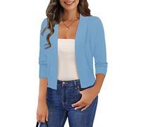 GoMamee Damen Cropped Cardigan Casual Langarm Open Front Strickpullover S-XL