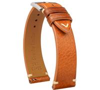 Gomvadr Quick Release Lederarmband, Öl Wachs Leder Uhrenarmbänder, Italienische Kalbsleder Uhrenarmbänder Ersatzband für Männer Frauen 16 18 19 20 21 22mm (19mm, Braun/silberne Schnalle/beige Kordel)