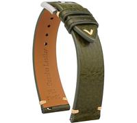 Gomvadr Quick Release Lederarmband, Öl Wachs Leder Uhrenarmbänder, Italienische Kalbsleder Uhrenarmbänder Ersatzband für Männer Frauen 16 18 19 20 21 22mm (20mm, Grün/Silberne Schnalle)