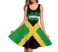 Gomyblomy Tankkleid für Damen, A-Linie, knielang, Sommer, Freizeit, Reisen, Strand, weich, bequem, leicht, Größe XS - 4XL, Jamaika und tropische Palme, Klein