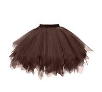 GOOBGS Damen 50er Ballettrock Ballet Tulle Mini Puffy Tutu Braun XXL