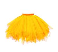 GOOBGS Damen 50er Ballettrock Ballet Tulle Mini Puffy Tutu Gelb XL