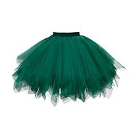 GOOBGS Damen 50er Ballettrock Multi-SchichtenVintage Ballet Blase Firt Tulle Petticoat Puffy Tutu Dunkelgrün Medium