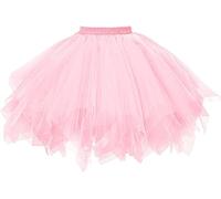 GOOBGS Damen 50er Ballettrock Multi-SchichtenVintage Ballet Blase Firt Tulle Petticoat Puffy Tutu Rosa Medium