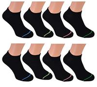 Good Deal Market 8-er Pack Sneakers Herren in schwarz neon-farbigen Querstreifen Gr. 43/46 neon-socke herren-sneekers kurze socken herren