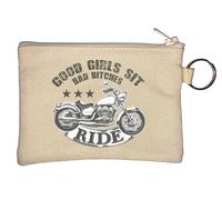Good Girls Sit Bad Ride Schlüsselanhänger Münzbörse Beige
