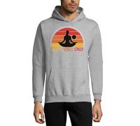 Good Vibes Only Minimalist Sunset Meditation Lotus Flower Pose Unisex Baumwollmischung Kapuzenpullover Grau, grau, XXL