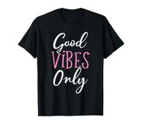 Good Vibes Only T-Shirt - Weiß und Rosa, Damen & Mädchen T-Shirt