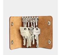 GOOD WILHELM Hochwertiges Schlüsseletui aus pflanzlich gegerbtem Leder - Made in Germany, für 4 oder 6 Schlüssel, mit AirTag-Fach Chocolate Bis zu 6 Schlüssel