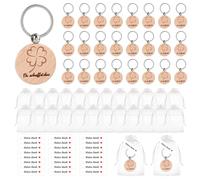 GooDengFull 24 Stück “Du Schaffst Das Schlüsselanhänger Glücksbringer Vierblättriges Kleeblatt Holz Schlüsselanhänger für Kollegen, Kleine Geschenke für Arbeitskollegen, Team Geschenke Weihnachten