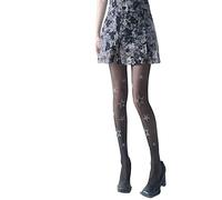 goodluxx Damen Sexy Stern Druck Nahtlos Strümpfe Strumpfhose Glitzer-Strass-Sexy Dessous-Gemustert Eng Schwarz Weiß Sexy Eng, Schwarz