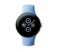 GOOGLE PIXEL WATCH 2 WIFI SILVER CASE AND BAY BAND Smartwatch Aluminium Fluorelastomer, 130-175 mm, 165-210 mm, Polished Silver/ Bay