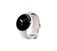 Google Pixel Watch Silber poliert intelligente Uhr mit Band Flouroelastomer chalk Bandgröße: L 32 GB Wi-Fi NFC Bluetooth 36 g (GA03182-DE)
