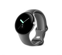 Google Pixel Watch (Wi-Fi) - 41mm in Polished Silver mit Sportarmband in Charcoal