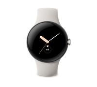 GOOGLE PIXEL WATCH WIFI SILVER CASE AND CHALK BAND Smartwatch Edelstahl Fluorkautschuk, 130-210 mm, Polished Silver/Chalk