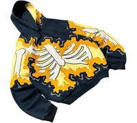 Goolecrimp Herren Damen Mode Bestickter Bedruckter Kapuzenpullover Neutral Übergroßer Vintage Halloween Langarm Taschenpullover Gothic Totenkopf Hoodie