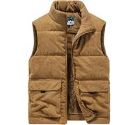 Goolecrimp Herren Winter Warm Gepolsterte Punchingjacke Herz Winterweste Warm Gepolsterte Weste Ski Schneeweste Plüschgefütterte Ärmellose Cordjacke Jacke (Dunkelkhaki,XL)