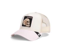 Goorin Bros. Trucker Cap The Cancelled Skull Whisper, The Farm, Beige und Pink, mit gesticktem Totenkopf-Patch