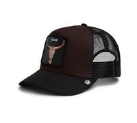 Goorin Bros Trucker Cap The Farm Dead Skull, braun und schwarz, mit gesticktem Totenkopf-Patch