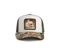 Goorin Bros Trucker-Kappe mit Totenkopf-Design, Realtree-Visier, olivgrünes Netz, weiße Vorderseite
