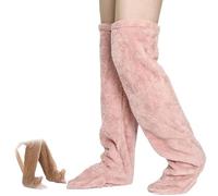 Goose Down Knee Socks for Christmas,Soft Cozy Long Fuzzy Thigh High Socks,Plush Over The Knee Tube Slipper Sock for Women (DE/NL/SE/PL, Alphanumerisch, Einheitsgröße, Regular, Regular, Skin Pink)