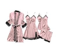Goowafur Damen-Nachthemd aus Spitze, Pyjama-Set aus Spitze | Set mit 4 atmungsaktiven Damen-Pyjamas aus Spitze | Show Curve Beauty-Nachtwäsche für Valentinstag, Fotografie-Requisiten, Jubiläum
