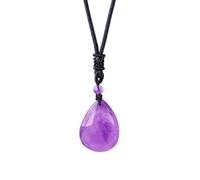 Goowafur Tropfen Halskette,Lila Stein Halskette - Amethyst Wassertropfen Anhänger,Polierter zierlicher Tropfenanhänger, Halskette aus echtem Kristall, Amethyststein für Bräute