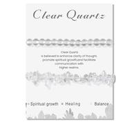 GoPaw 2 Stück Stretch Armbands aus Echten Naturstein Perlen, 6mm Armband Heilsteine Damen, Edelstein Armbands Damen Perlenarmband Yoga Armband für Fraun Mädchen Damen (Clear Quartz)