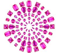 GORGECRAFT 1 Box 100Stk 10 Stile Nähedelsteine Zum Aufnähen von Strasssteinen Silberne Klaue Flache Rückseite Edelsteine Mit 4 Löchern Tropfenförmig Rund Gemischte Form Glas-Strasssteine DIY Hot Pink