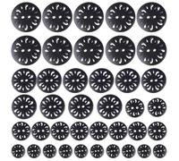 GORGECRAFT 1 Box 40 Stück 4 Größen Hohle Blumen-Holzknöpfe 2 Löcher Flache Rückseite Runde Holzknöpfe Vintage-Schwarz Ersatzknöpfe Für Heimwerker Nähen Basteln Kleidung Zubehör Stricken Dekorationen