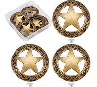 GORGECRAFT 1 Box 6 Sets Schraubknöpfe Mit Graviertem Stern Concho, Aushöhlen, Dekorative Knöpfe, Rund, Vintage-Bronze, Metallschnalle, Ersatzguss, Western-Rodeo, DIY-Lederhandwerk