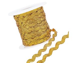 GORGECRAFT 1 Rolle 25m Gold RIC Rac Trim Ribbon Glitter Rick Rack Trim 0.6mm dick Wave Nähen Biegen Fransen Band 5mm Zum Nähen von Blumen Basteln Hochzeit Party Lace Ribbon Craft