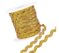 GORGECRAFT 1 Rolle 27yd/25m Gold RIC Rac Trim Ribbon Glitter Rick Rack Trim Wave Nähen Biegen Fransen Band 5mm/0.2 Zoll Zum Nähen von Blumen Basteln Hochzeit Party Lace Ribbon Craft