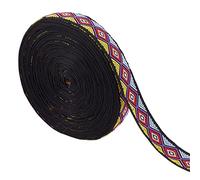 GORGECRAFT 10.94 Yard Ethnisches Jacquard-Band Besticktes Band 3/4, Zoll Breit Lila Rot Geometrische Raute Gewebte Borte Fransen Oder DIY-Näharbeiten Kleidungsverzierung Taschendekoration