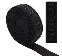 GORGECRAFT 10 Meter Schwarzes Rutschfestes Elastisches Silikonband 25mm Gurtband Weiches Band Gewellter Gummigürtel Dehnbare Gewellte Bandrolle Für Kleidungsstück Fahrradhose Unterwäsche Zubehör