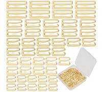 GORGECRAFT 100 Stück 5 Verschiedene BH Trägerhaken Ersatz Metallclips Goldfarben Verstellbarer Schiebehaken BH Verschluss Für Badeanzug Oberteile Dessous Bikini Halterkleid Trägerverkürzer