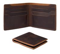 GORGECRAFT 115 x 96mm Große Zweifach Gefaltete Geldbörse Kreditkartenetui Aus Leder KokosnussCrazy Horse Echtleder Schmale Geldbörse Mit Extra Großer Kapazität Extra Starke Nähte Für Herren