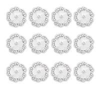 GORGECRAFT 12 Stück Emaille-Blumenknöpfe Silberne Blumen-Strassknöpfe Kristallblumenknopf Legierungsschaft Ersatz-Dekoknöpfe Für Heimwerker Nähen Basteln Pullover Uniform Jacke Kleidung Hut