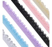 GORGECRAFT 18m 6 Farben Elastischer Spitzenbesatz 3m/Rolle 14mm Breit Stretchband Dessous-Kantenbesatz Blumenmuster Gehäkeltes Gurtband Heimwerker Nähen Kleidung Geschenkverpackung Hochzeitsbedarf