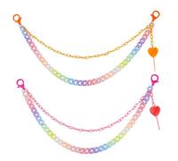 GORGECRAFT 2 Farbe 2 Stück Regenbogen Hosen Schlüsselanhänger Doppellagige Bunte Acryl Jeanskette Mit Karabinerverschluss Herz Lollipop Anhänger Orange Pink Punk Hip Hop Hose Taillentaschenkette Zubeh