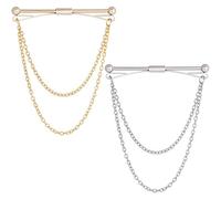 GORGECRAFT 2 Farben Herren Hemdkragennadeln Krawatte Krawatte Krawattennadel Clips Mit Kette Anstecknadel Kragensteg Quaste Brosche Gold Silber Ton Für Männer Klassischer Kragenclip Herren Business