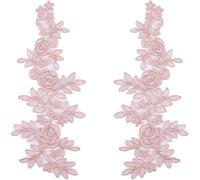 GORGECRAFT 2 Paar 3D Bestickte Blumen Aufnäher Zum Aufnähen Motivstickerei Spitzenflicken Applikationen Hochzeitskleid Kopfschmuck Der Braut Schmuckflicken Für Kleidung Nähen Basteln Jeans Rosa