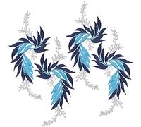 GORGECRAFT 2 Paar 4 STÜCKE Bestickte Aufnäher Eisenblattblumen Spitzenapplikationen Blumen Natur Aufnäher Geeignet Für Kleidung Kleid Hut Hosen Nähen Handwerk Dekoration Dodger Blau