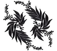 GORGECRAFT 2 Paar 4 STÜCKE Bestickte Aufnäher Eisenblattblumen Spitzenapplikationen Blumen Natur Aufnäher Geeignet Für Kleidung Kleid Hut Hosen Nähen Handwerk Dekoration(Schwarz)