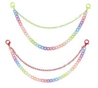 GORGECRAFT 2 Stück 2 Farben Bunte Jeanskette Doppellagig Regenbogen Hosen Schlüsselanhänger Hellgrün Rot Taillenkette Zubehör Für Punk Hip Hop Hosen Jeans Taschengürtel Geldbörse Dekorationen Schmuck