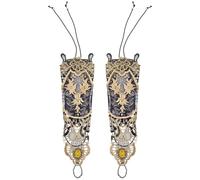 GORGECRAFT 2 Stück Bronzierende Fingerlose Handschuhe Für Damen Vintage Gothic Blumenspitze Steampunk Langes Armband Gold/Schwarz Perlen Handgefertigte Handschuhe Brautarmband Ring Netzmanschette Für