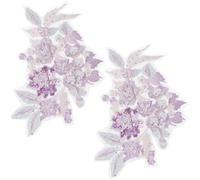 GORGECRAFT 2 Stück Perlen Blumen Stickerei Spitzenflicken 3D Perlen Pailletten Lila Blumenstoff Applikationen Zum Nähen Dekorativ Bestickt Zum Aufnähen Für DIY Hochzeit Brautkleid Kleidung Taschen Bas